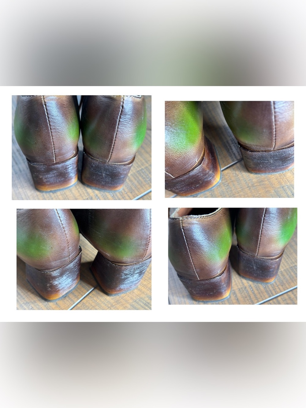Spring Step L'Artiste Brown Green Ombre Leather Lace Up Oxford Heels Size 41 - Picture 15 of 16